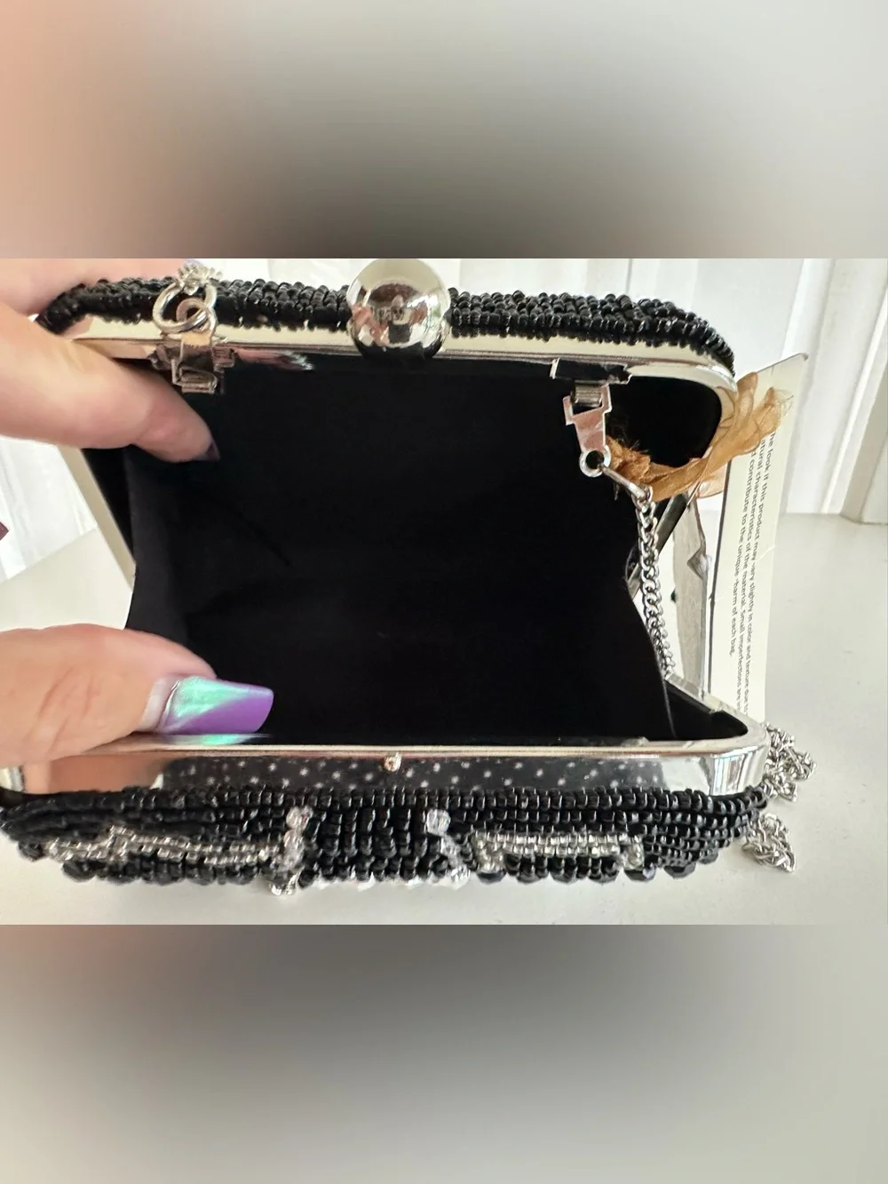 📸 Black Beaded Camera Clutch with Crystal Accents from India to you! NWT